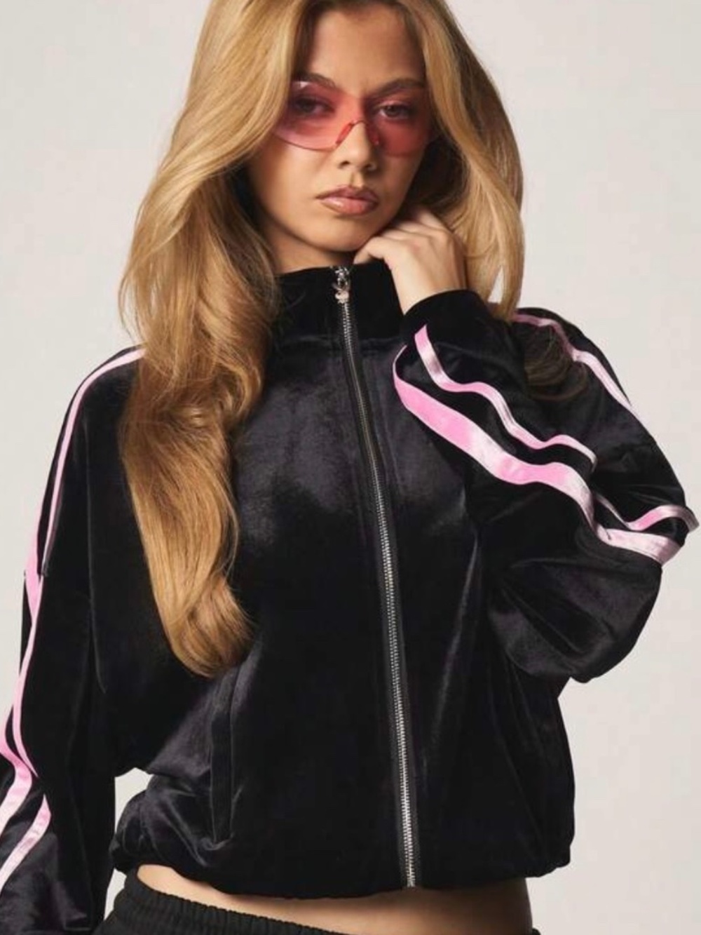 Missguided x Playboy Oversized Full-Zip Sweatshirt With Side Stripes Size L